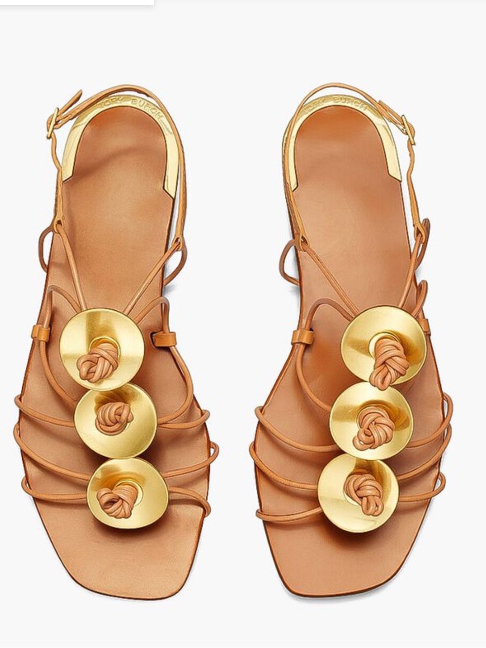 Tory Burch Artisanal Knot Sandal Shoes Size 8 in Elba Camello